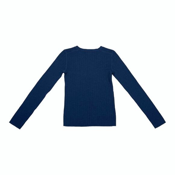 BENSIMON Navy Wool Ribbed Fitted Crew Neck Sweater XS - Picture 2 of 5